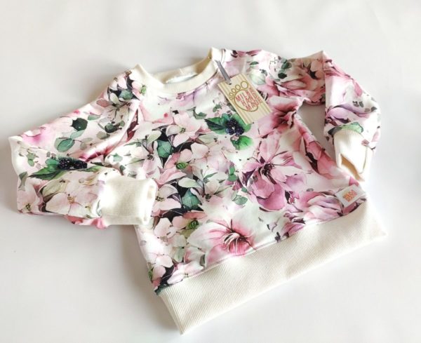 Bluza bez kaptura dla dziewczynek pastelowe kwiaty
