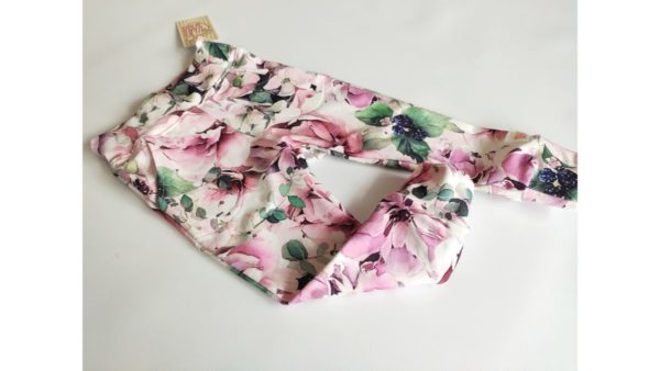 Bawełniane spodnie dla dziewczynki pastelowe kwiaty