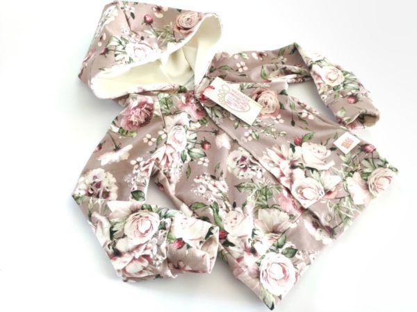 Bluza rozpinana z kapturem różane bukieciki