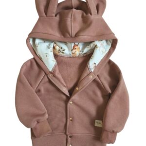 Bluza brązowa rozpinana ( z meszkiem po lewej stronie)