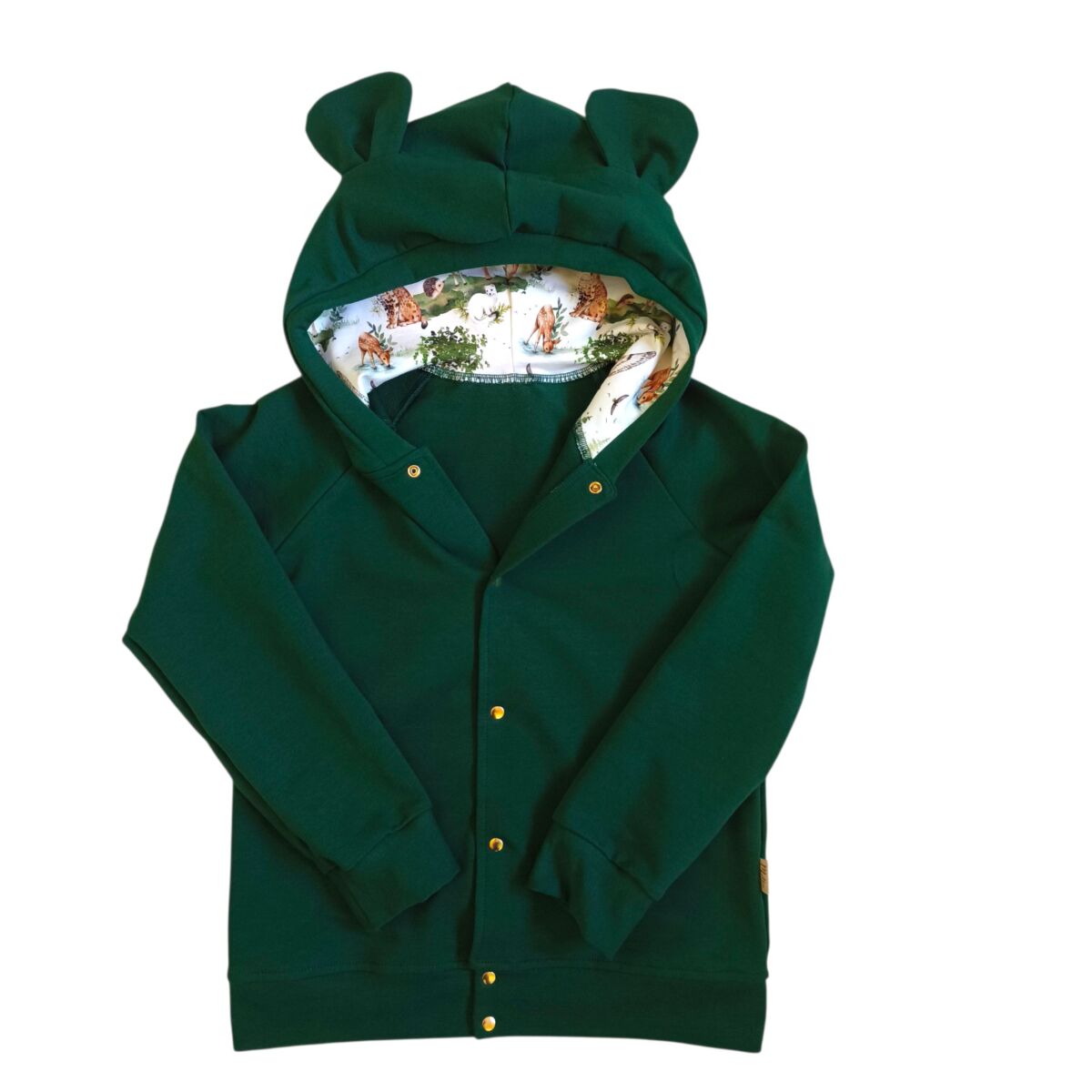 Bluza zielona dla dzieci z uszami misia