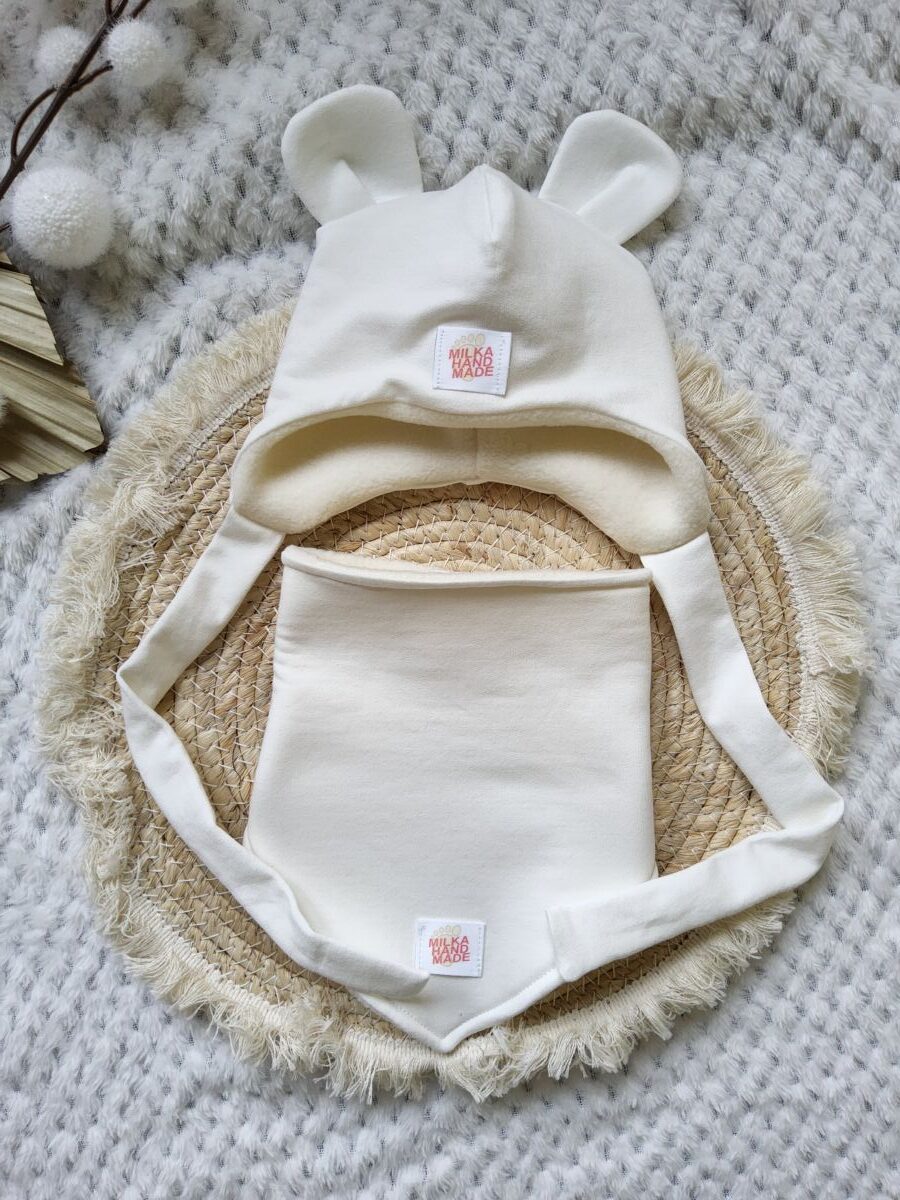 Czapka zimowa i chusta ecru - obrazek 2