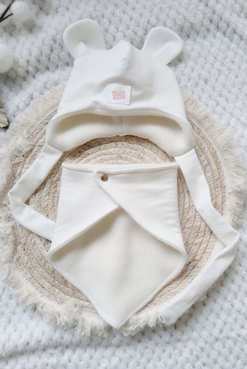 Czapka zimowa i chusta ecru - obrazek 3