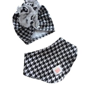 Turban i chustka pepitka biało- czarna