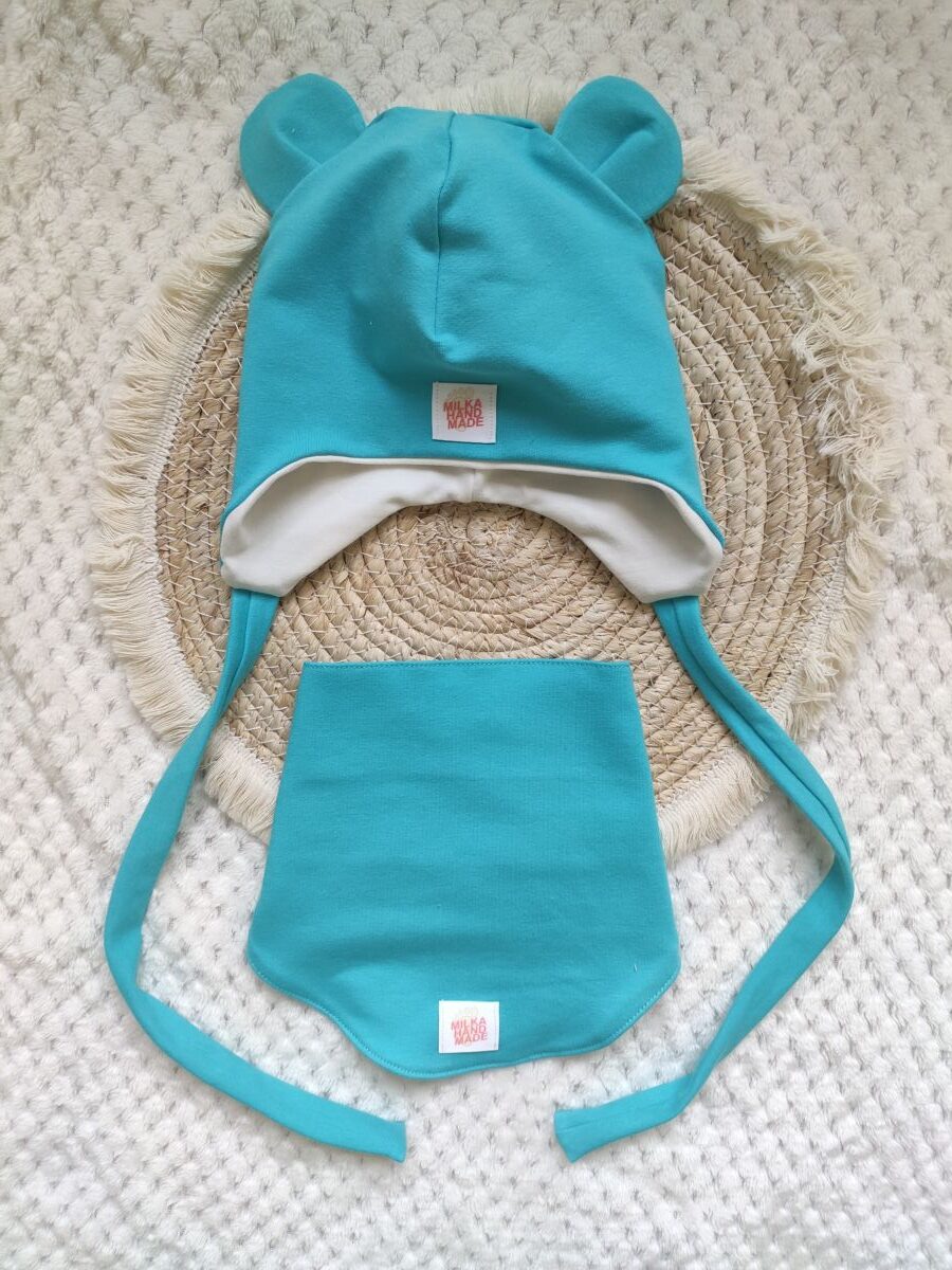 Czapka i chustka dla chłopca niebieski