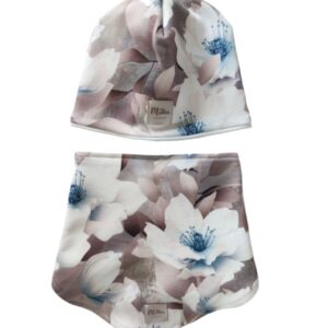 Czapka i chustka dla dziewczynki lilie