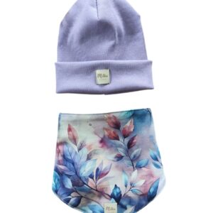 Czapka prążek i chustka dla dziewczynki