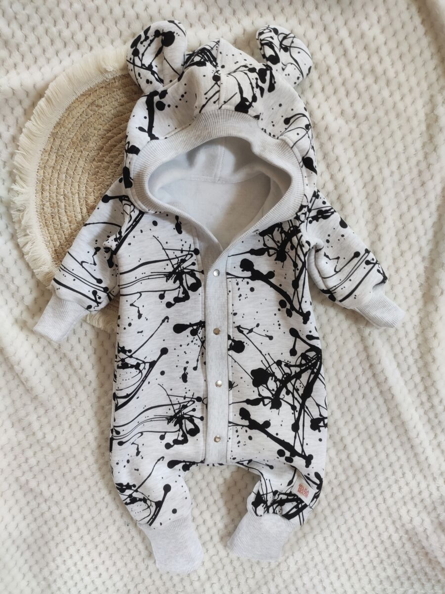 Kombinezon ocieplany dla chłopca szary melanż w czarne plamy - obrazek 5