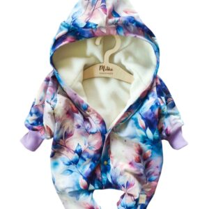 Kombinezon jesienny dla dziewczynki niebiesko-różowe liście