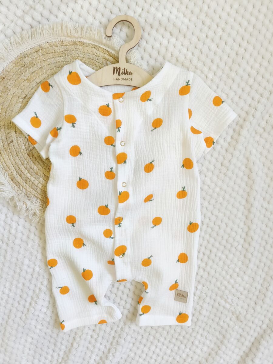Rampers muślinowy na lato mandarynki