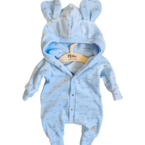 Kombinezon welurowy dla chłopca błękitny