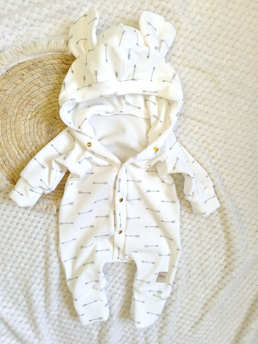 Kombinezon welurowy dla dzieci ecru