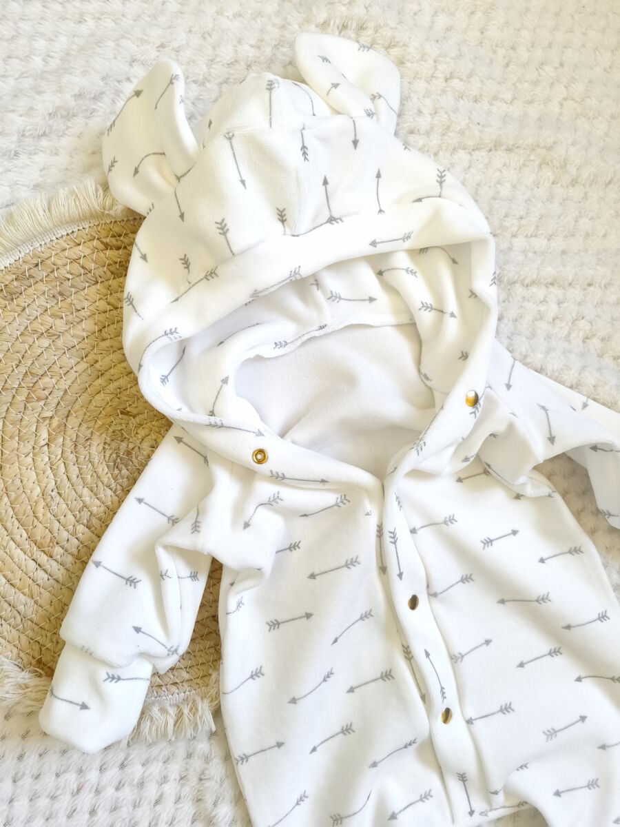 Kombinezon welurowy dla dzieci ecru