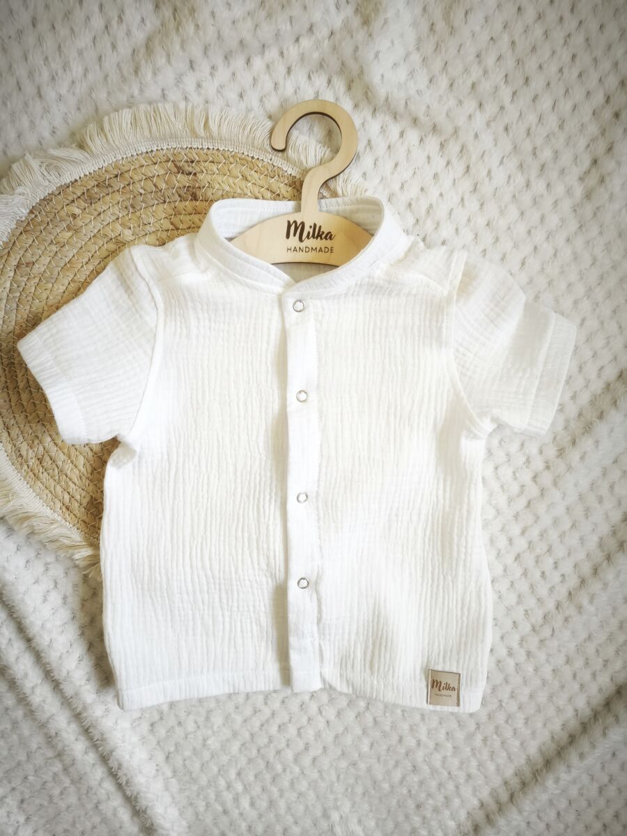 Koszula muślinowa dla chłopca ecru