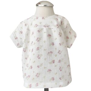 Bluzka muślinowa dla dziewczynki różowe kwiatki