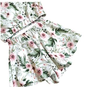 Spódnico-spodenki dla dziewczynki kwiaty w ogrodzie