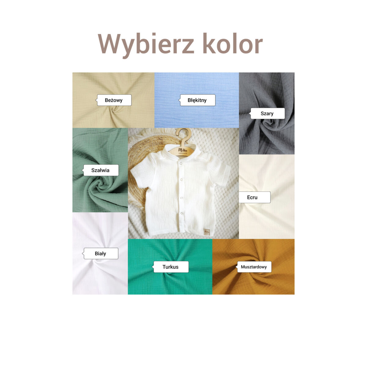 Koszula muślinowa dla chłopca kolory