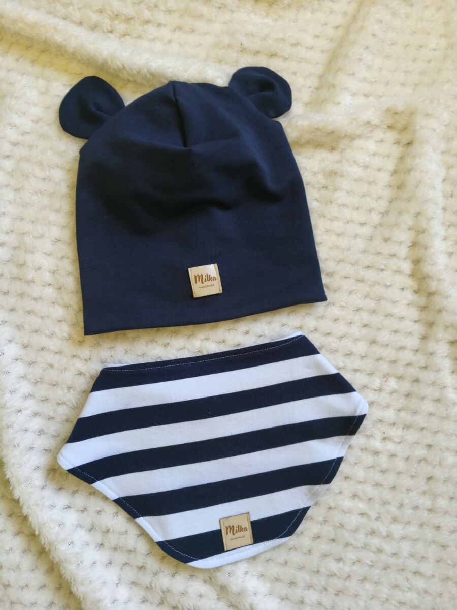 Czapka i chustka dla chłopca granat - obrazek 4