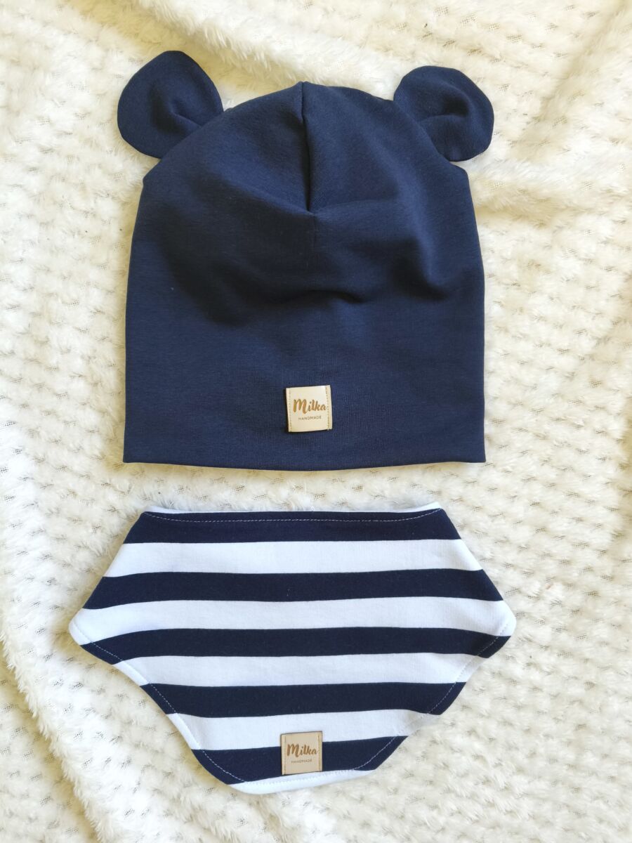 Czapka i chustka dla chłopca granat - obrazek 3