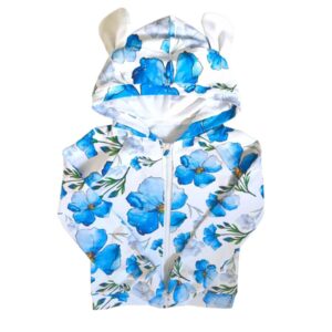 Bluza dla dziewczynki na zamek chabrowe kwiaty