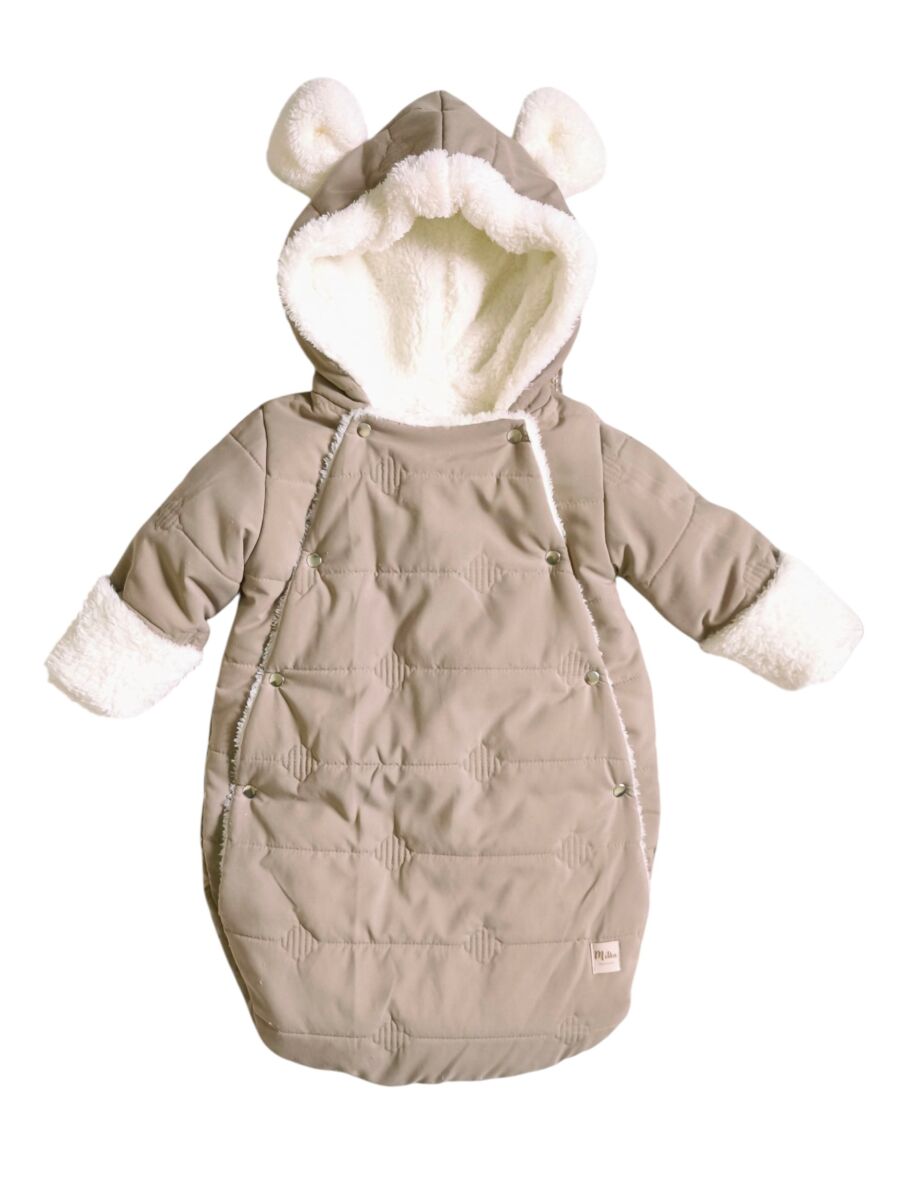 Kombinezon zimowy dla noworodka oliwkowy