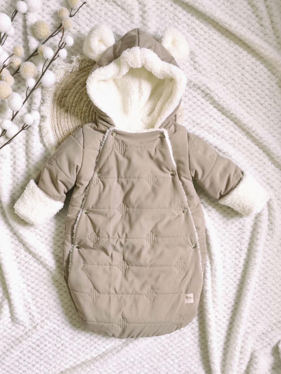 Kombinezon zimowy dla noworodka oliwkowy