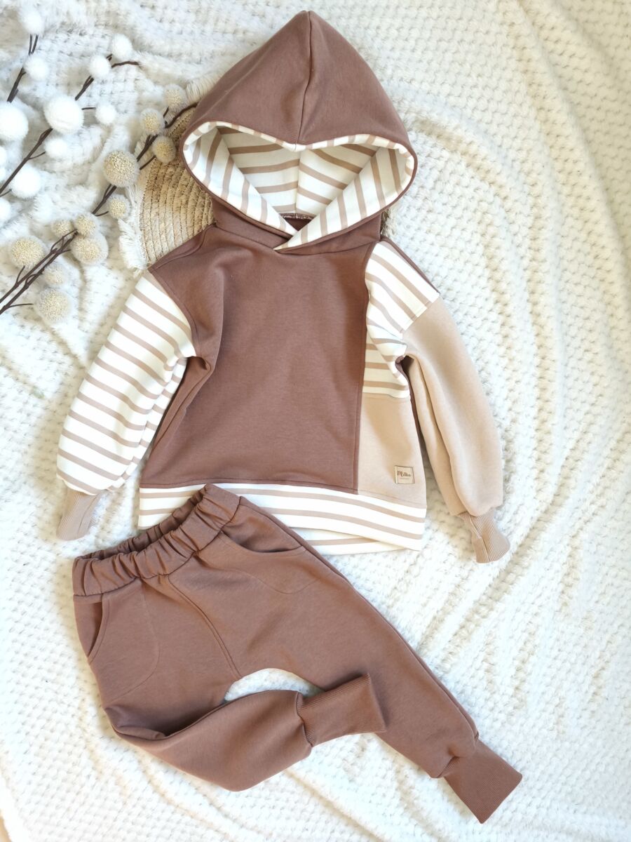 Bluza ocieplana dziecięca brązowo - beżowa - obrazek 2