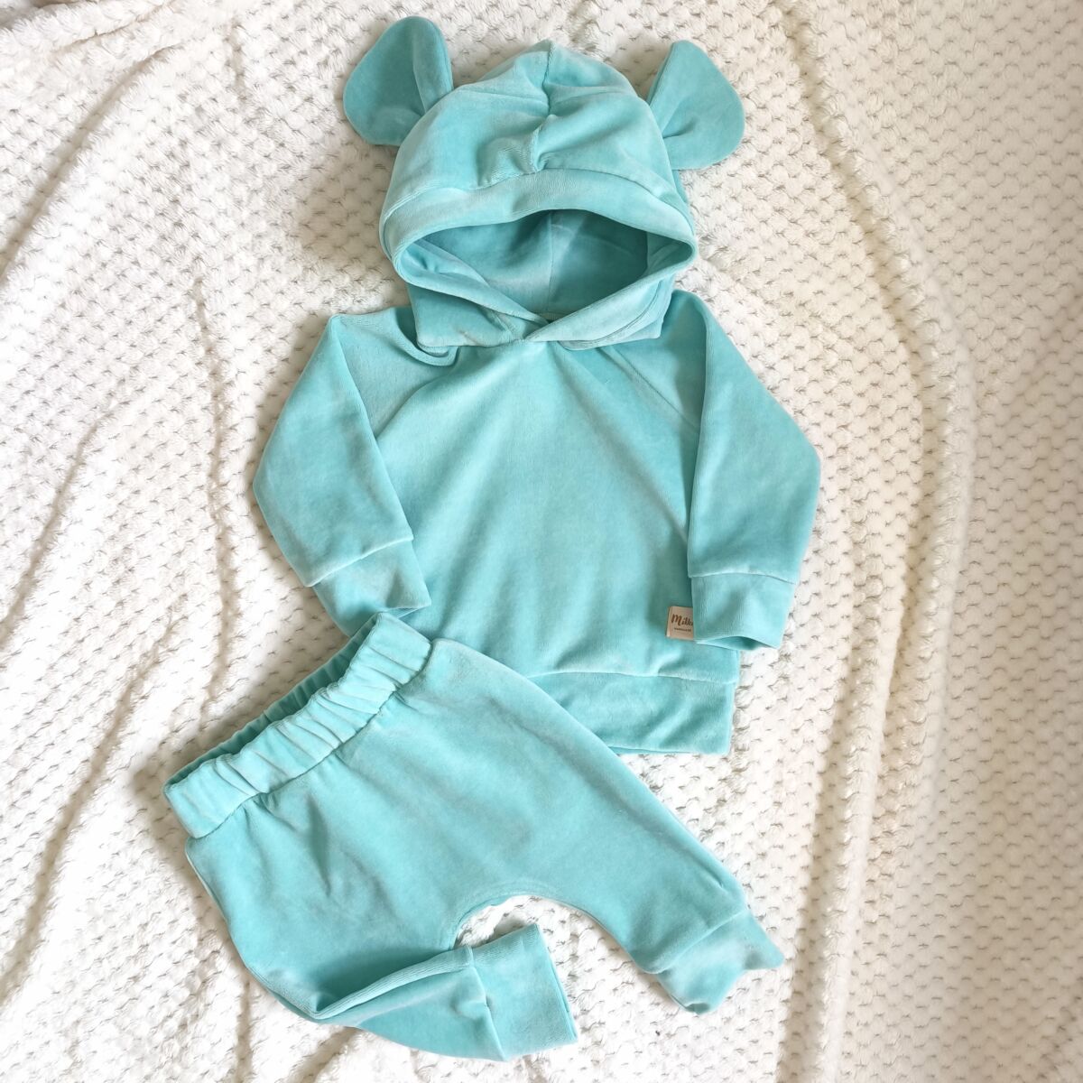 Bluza welurowa miętowa dziecięca - obrazek 4