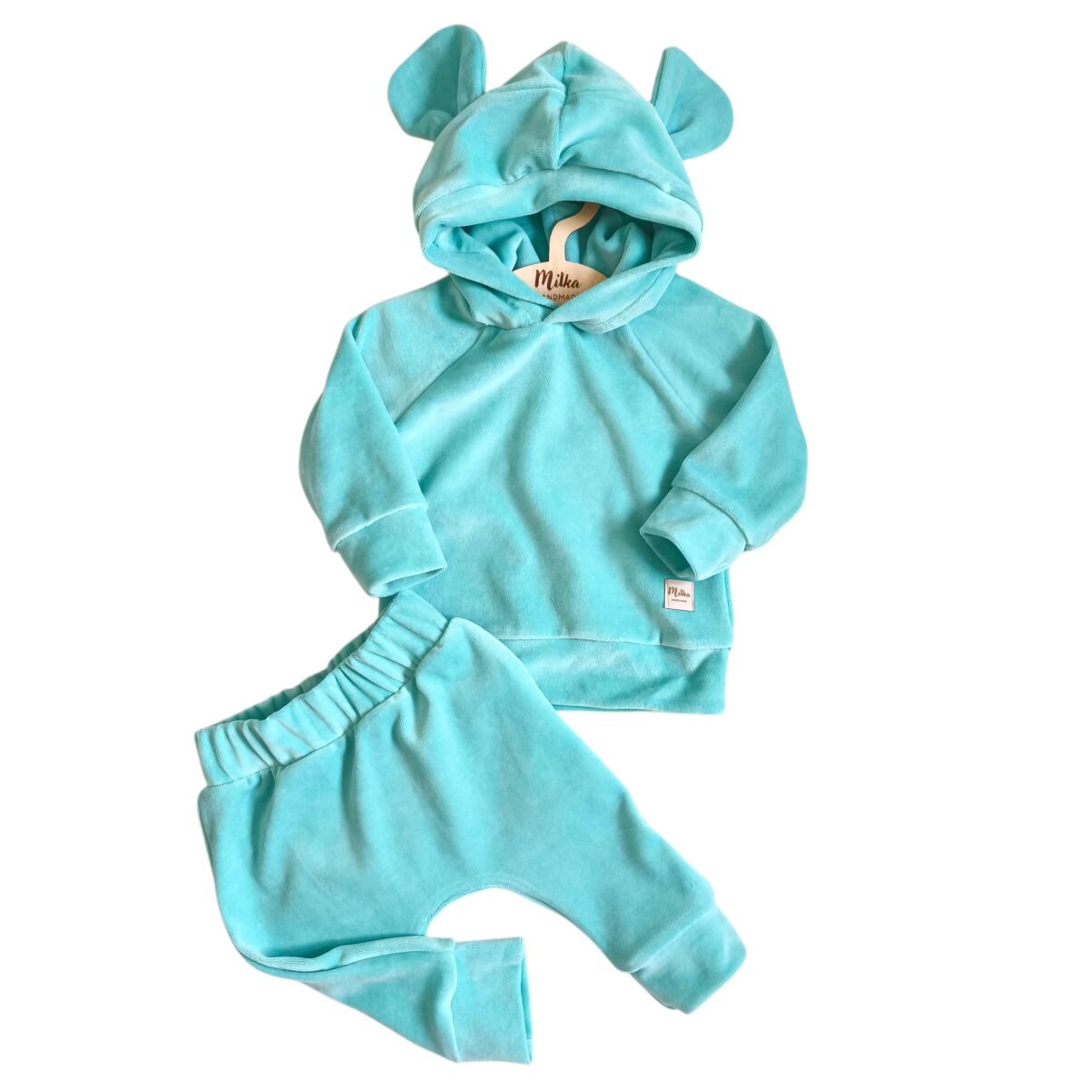 Komplet welurowy miętowy