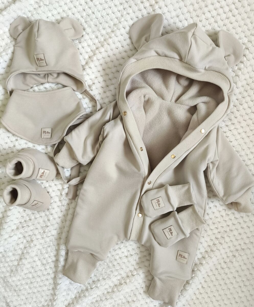 Kombinezon ciemny beżowy z ociepleniem - obrazek 4