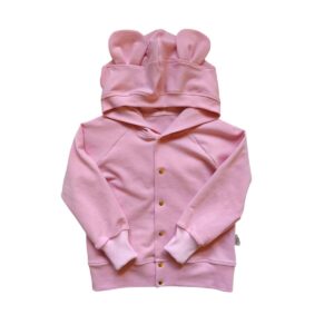 Bluza dla dziewczynki pastelowy róż z uszami misia
