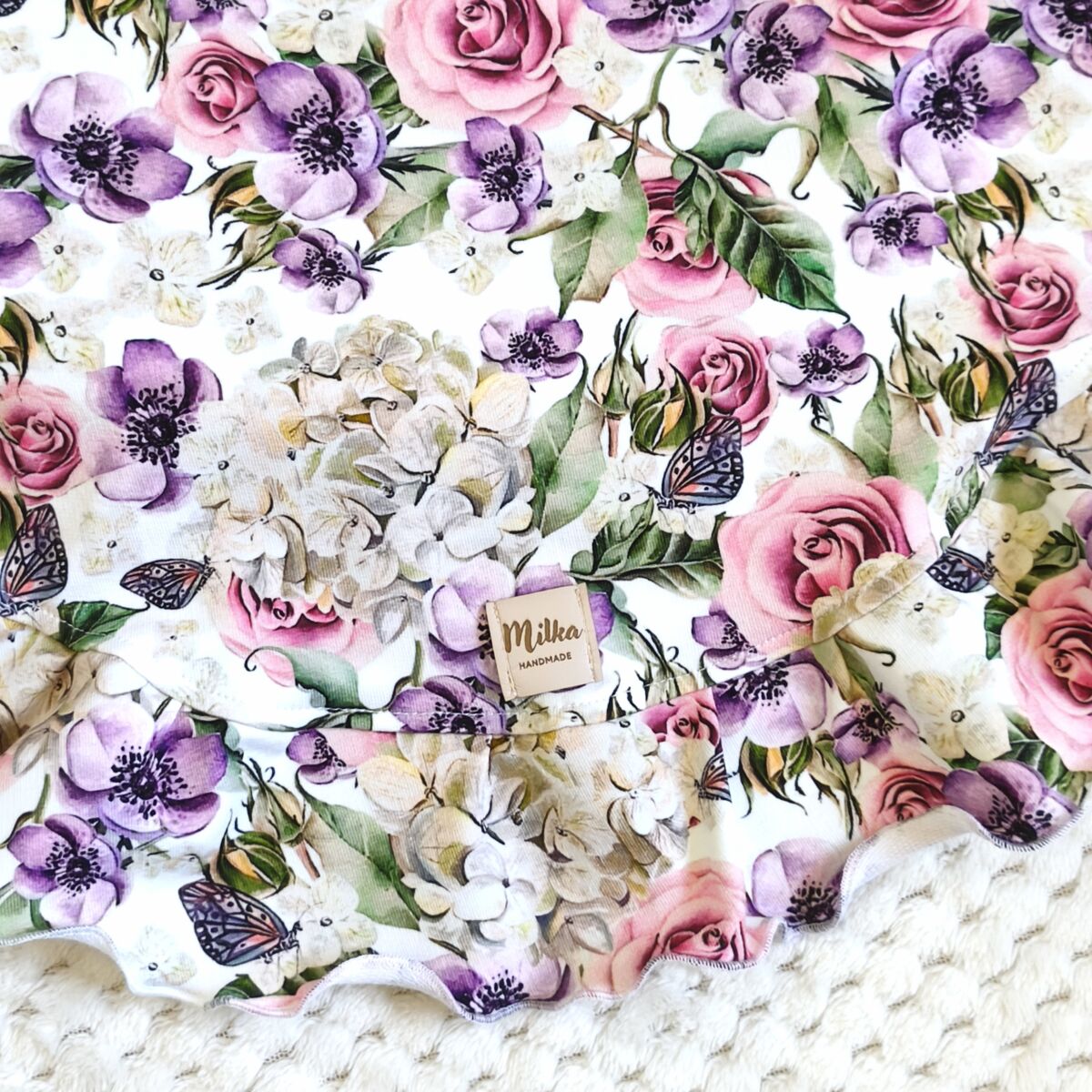 Turban i chusta z falbanką bzy - obrazek 2