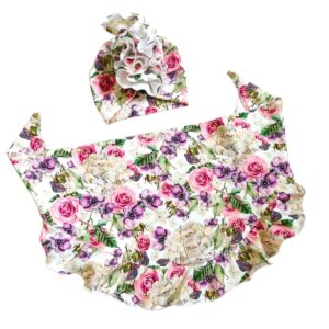 Turban i chusta z falbanką bzy