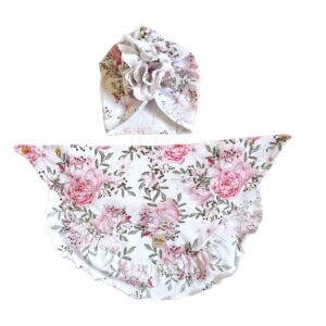 Turban i chusta z falbanką różowe bukieciki