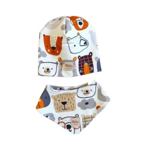 Czapka i chustka dla chłopca misie