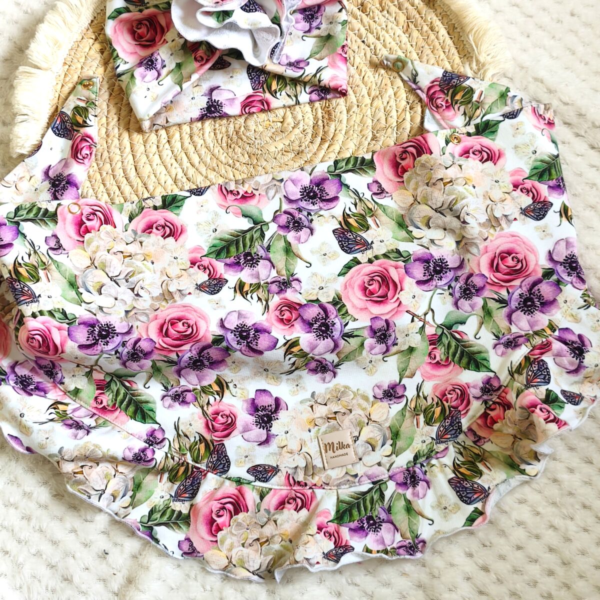 Turban i chusta z falbanką bzy - obrazek 2