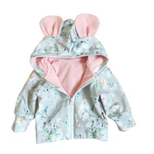 Kurtka dresowa dziewczęca kwiaty na szarym