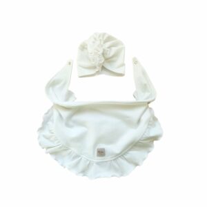 Turban i chusta z falbanką ecru