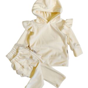 Dres welurowy dla dziewczynki śmietankowy