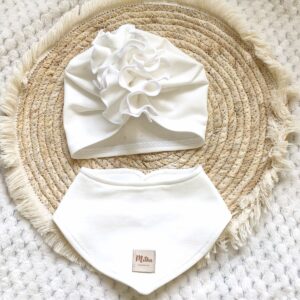 Turban i chustka dla dziewczynki ecru