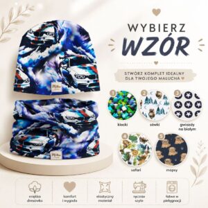 Czapka i komin dla chlopca wybierz wzór